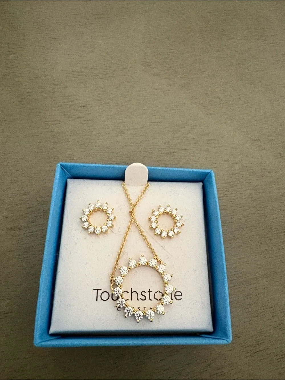Touchstone Crystal Zirconia Circle  Necklace & Earrings Set